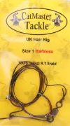 UK HairRig B/less 1/0 hook to 100lb RT Braid Leader Green