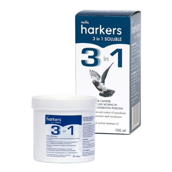 Harkers 3 in 1 Pigeon Treatment - Canker, Coccidiosis and Worms