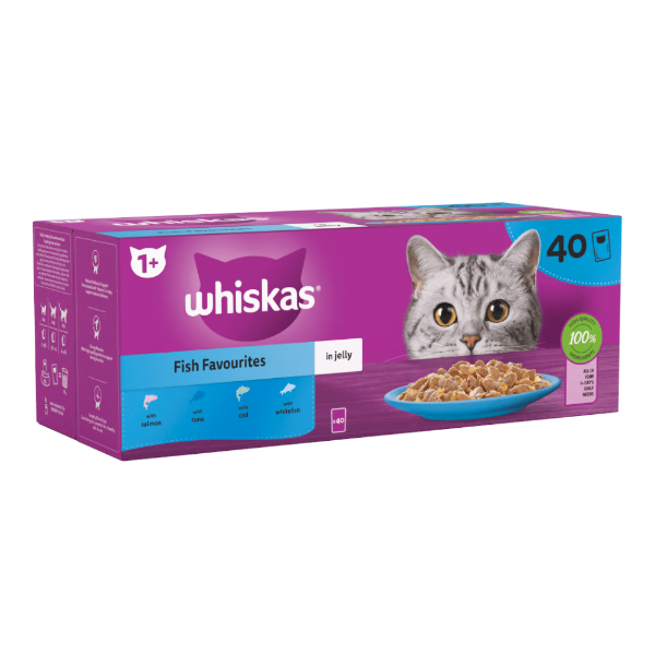 Whiskas Cat Pouch 1+ Fish/Fav In Jelly 40x85g 444058/DC94P