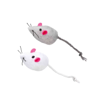 Plush Mice With Bell 5cm 2 Pcs White/Grey