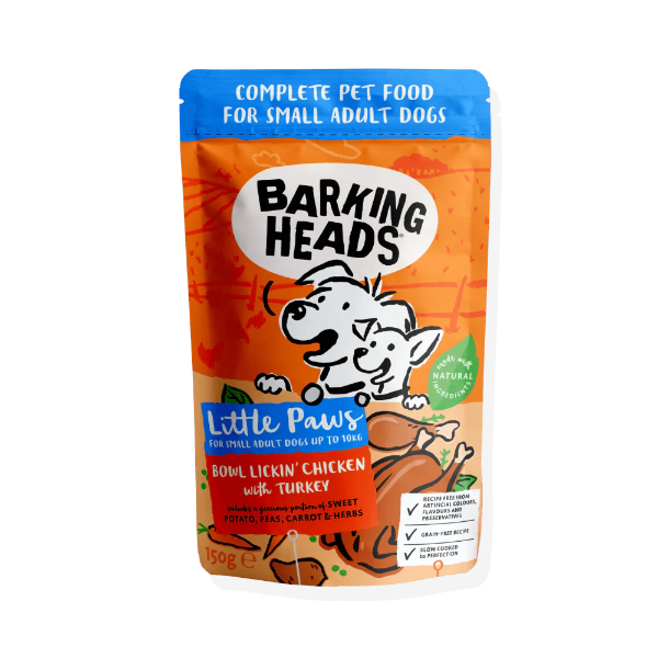 Barking Heads Little Paws Pouch Bowl Lickin' Chicken & Turkey 10 x 150g